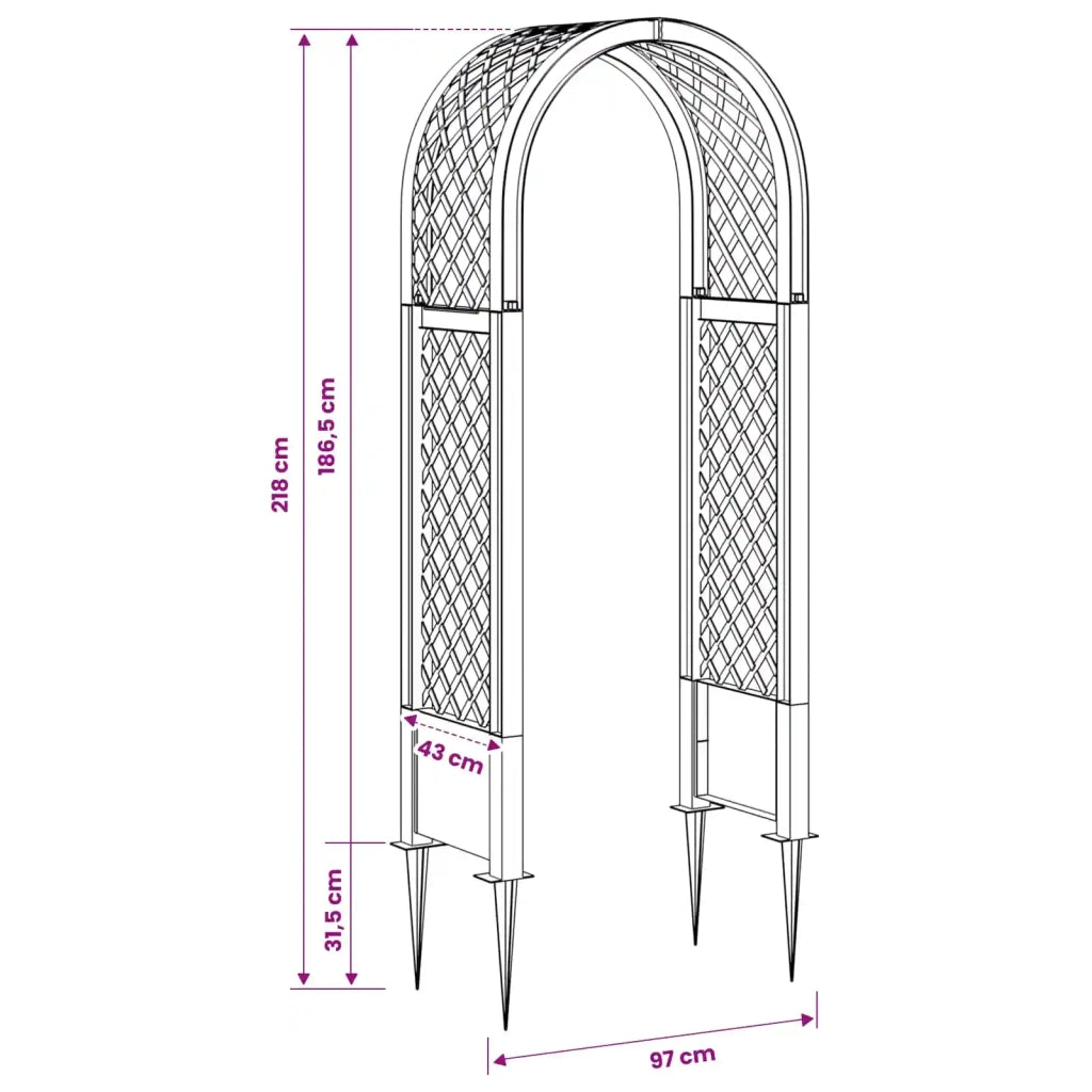 Arco di rose con punte Grigio 97 x 43 x 218 cm PP CFW6868586