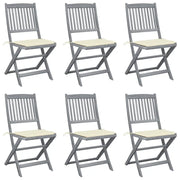 Sedie da Giardino Pieghevoli 6pz con Cuscini in Massello Acacia cod mxl 6484