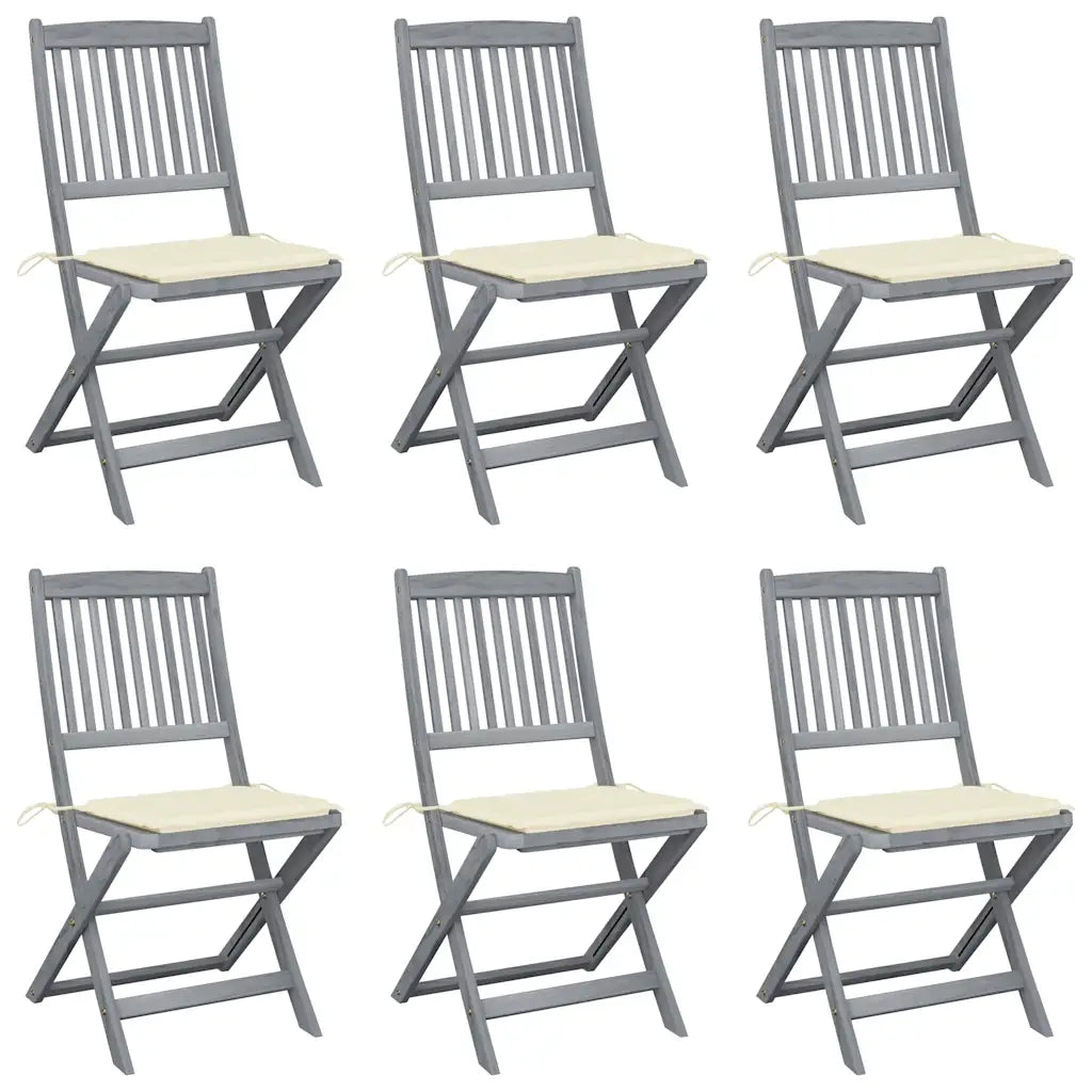 Sedie da Giardino Pieghevoli 6pz con Cuscini in Massello Acacia cod mxl 6484