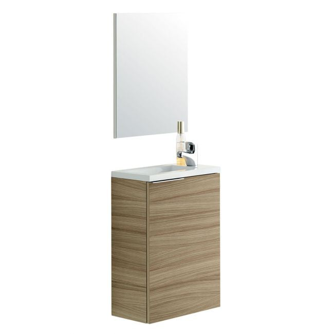 Mobile bagno sospeso Compact Cody completo di lavabo e specchio Colore NOCE