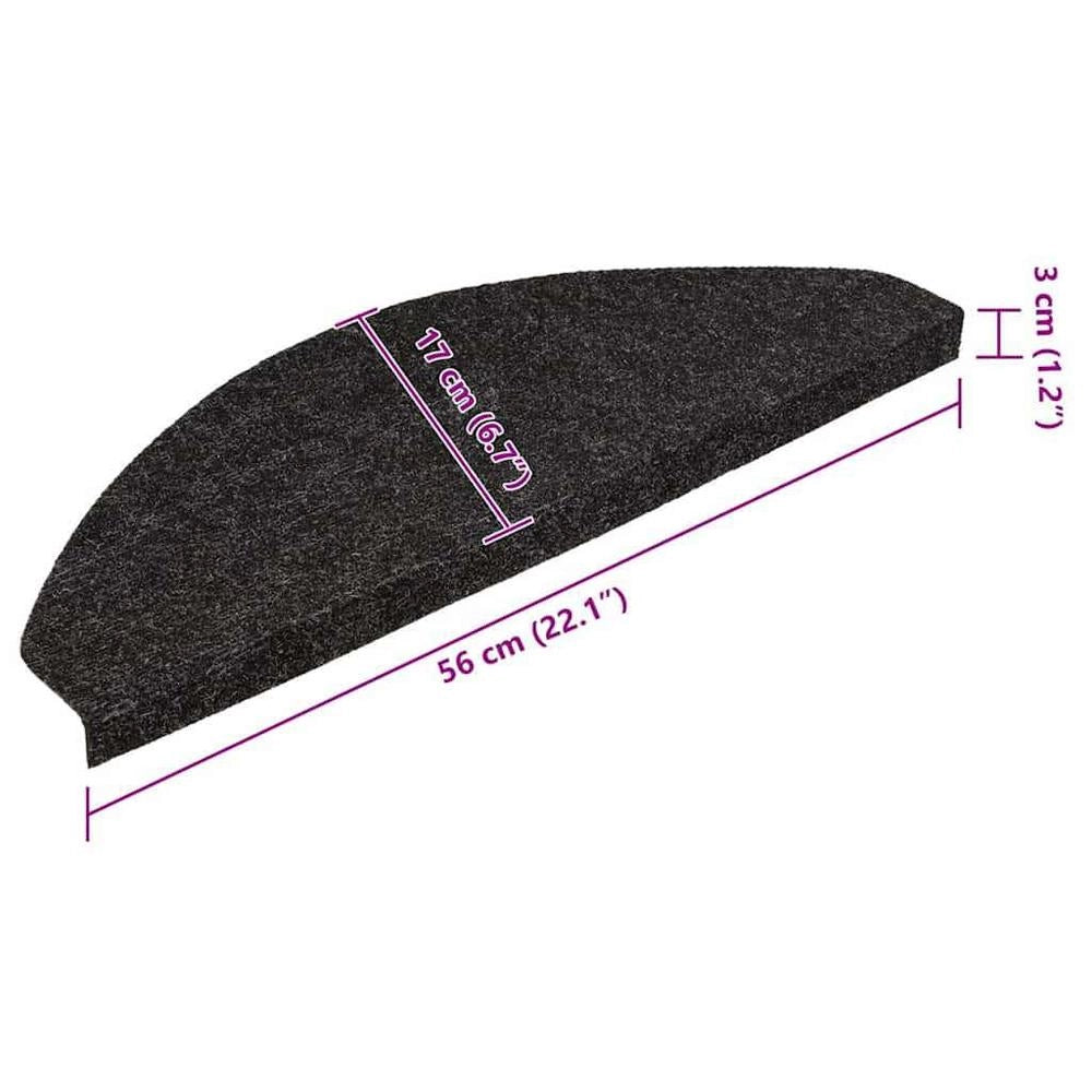 Self-adhesive Stair Treads, 15 Pieces, 56x17x3 Cm, Black