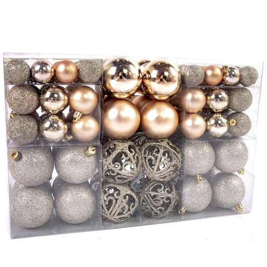 Confezione 100 Palline Natale Champagne Diametro 3/4/6 cm Addobbo Natalizio