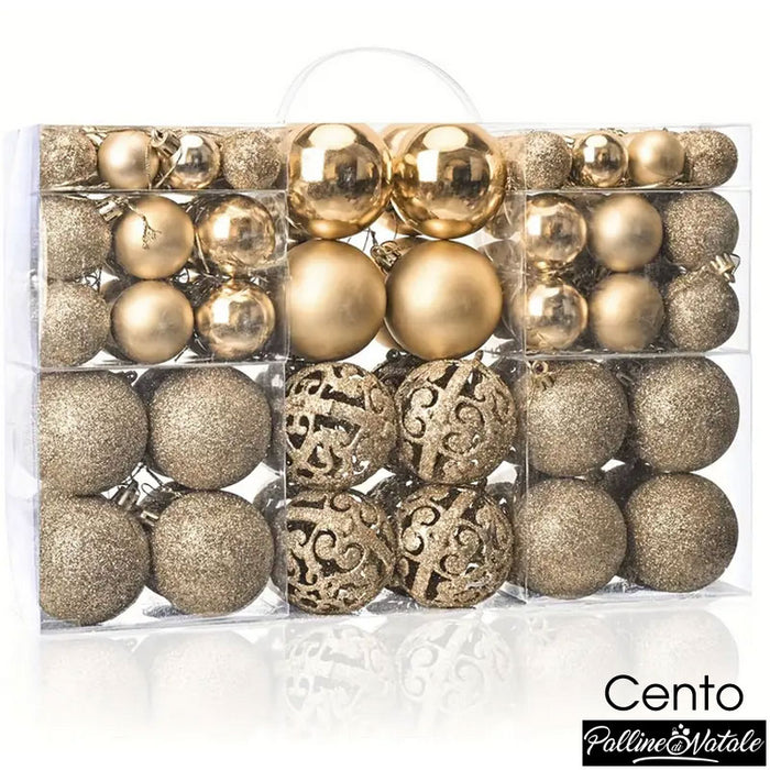 Confezione 100 Palline Natale Champagne Diametro 3/4/6 cm Addobbo Natalizio