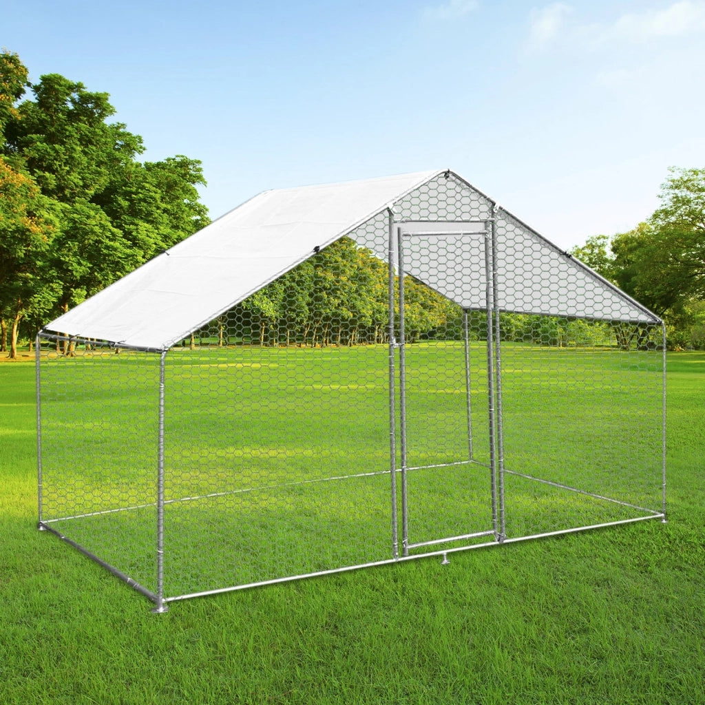 Gabbia Pollaio Recinto Recinzione Box Inox da Galline Pollame Polli 3m x 2m x 2m