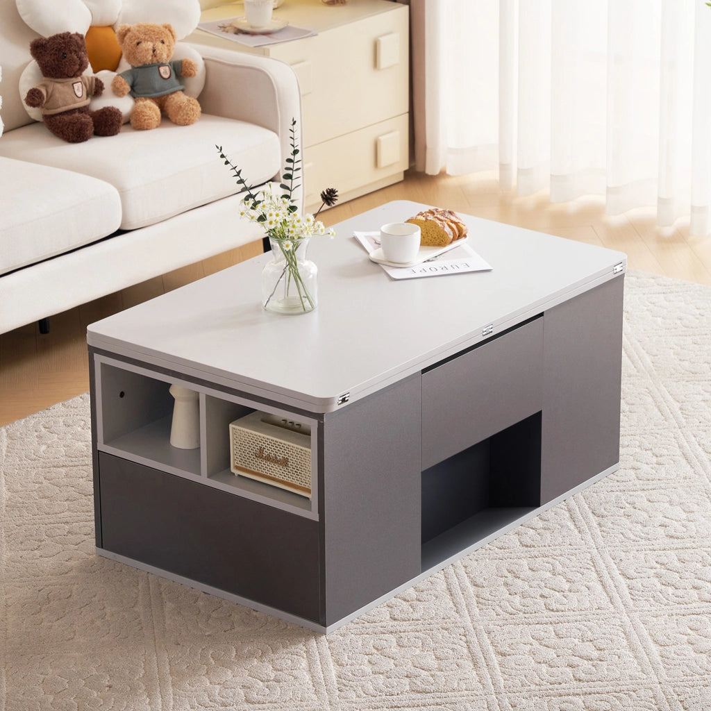 TAVOLINO DA CAFFÈ SALISCENDI 100x51x47 cm Grigio in truciolare, 3 cassetti