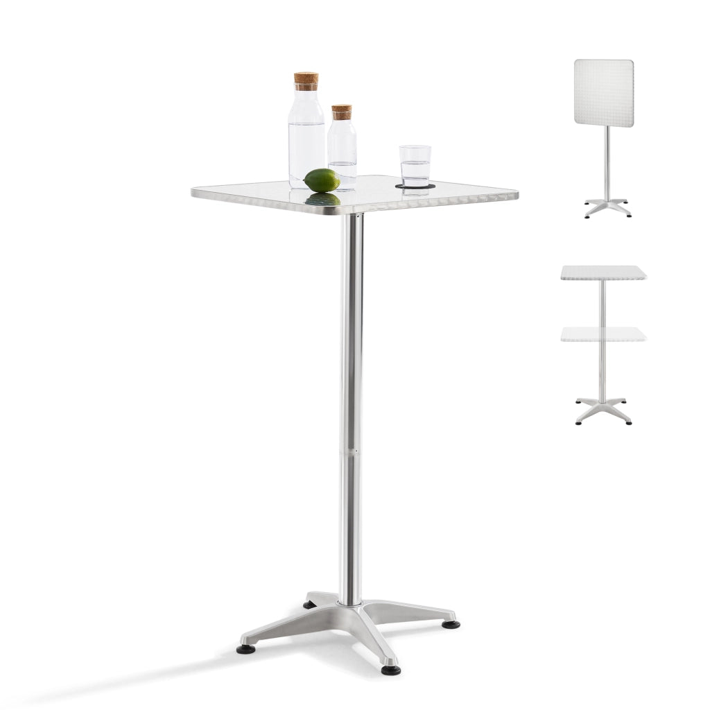 Tavolo Alto da Bar Järpen con Piano Ribaltabile e Altezza Regolabile 75/115 cm - Colore Argento [en.casa]