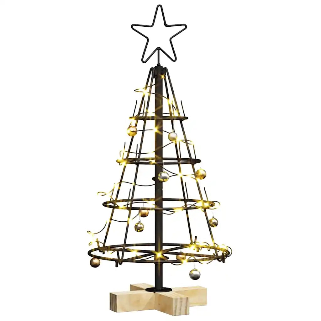 Albero a Cono di Natale con supporto Nero 60 cm Acciaio