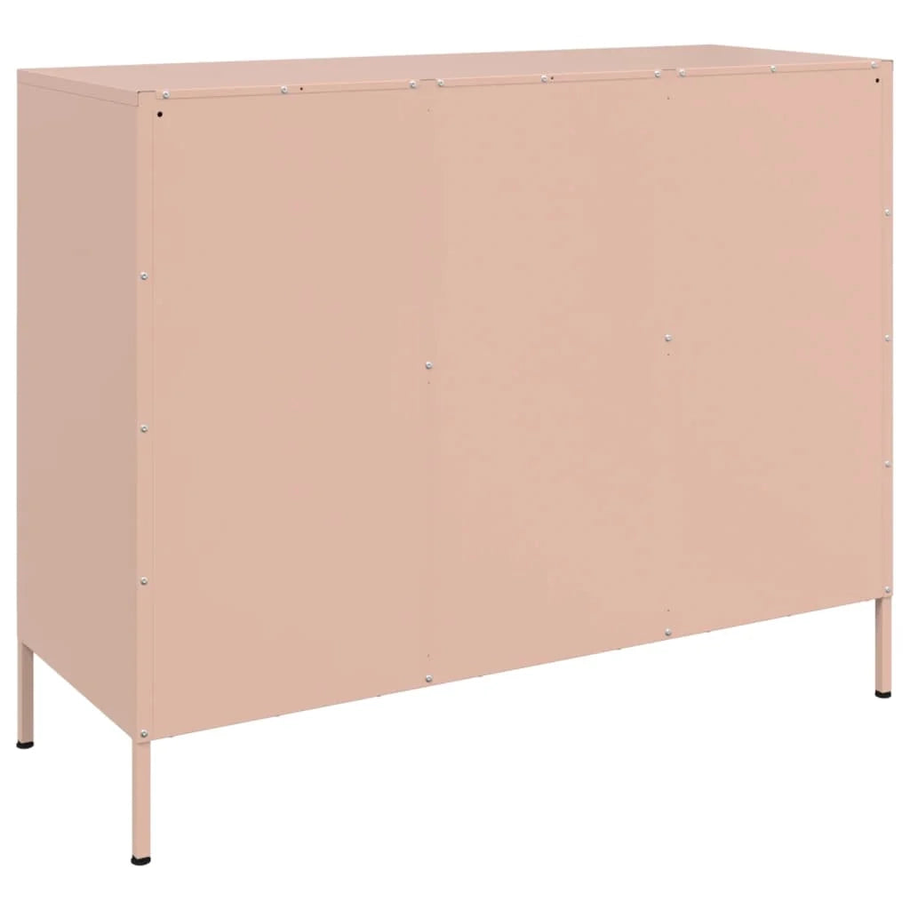 Credenza buffet cassettiera mobile contenitore organizer cucina soggiorno soggiorno 100,5 x 39 x 79 cm acciaio Rosa 02_0036196