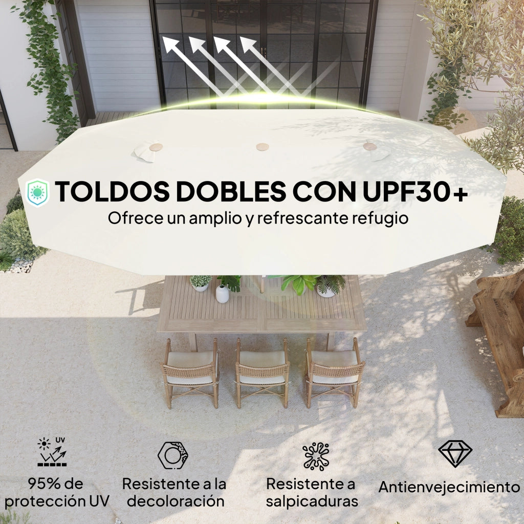 Ombrellone Grande 4.6x2.7 m per Giardino con Manovella ¨C Zephmum ¨C Beige