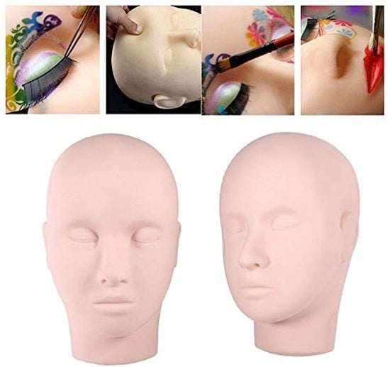 Manichino Testa - Labbra Pratiche - Estensione Ciglia - Addestramento Trucco - Modella Cosmetica - Viso di Cera