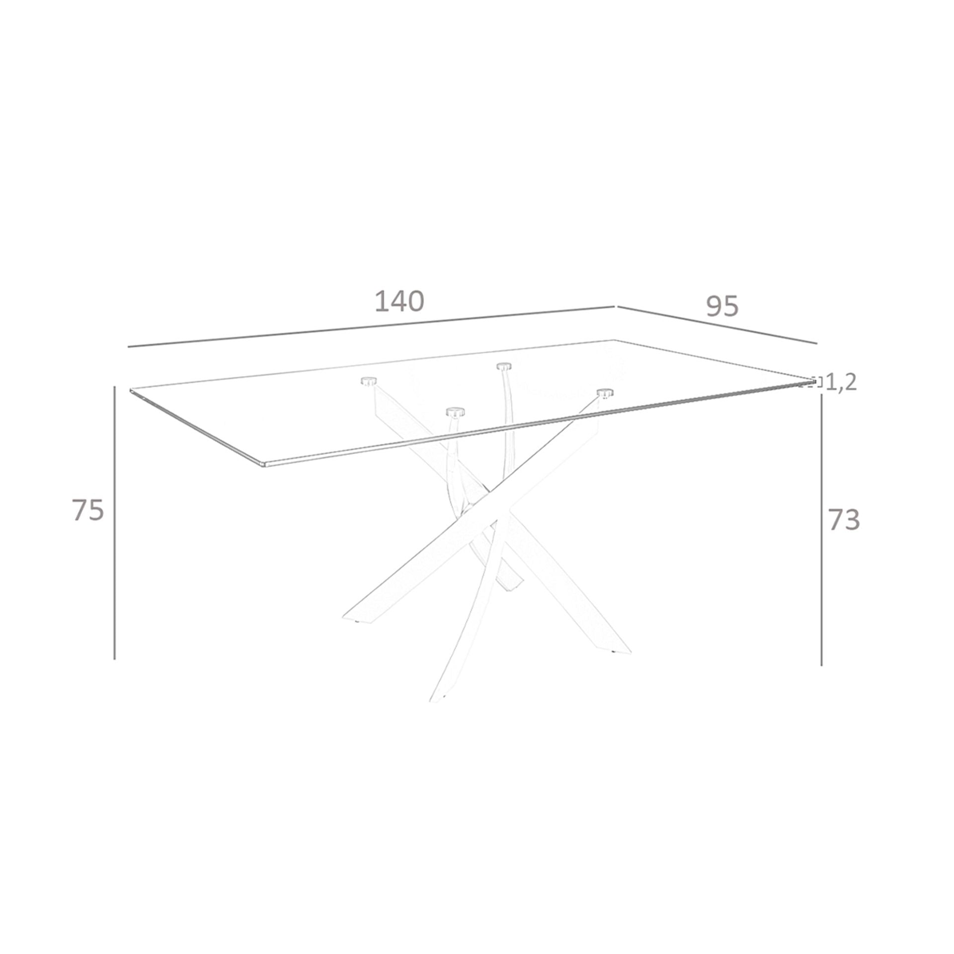 Tavolo da pranzo rettangolare vetro temperato e acciaio cromato