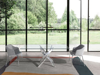 Tavolo da pranzo rettangolare vetro temperato e acciaio cromato