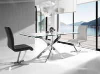 Tavolo da pranzo rettangolare vetro temperato e acciaio cromato