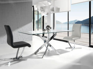 Tavolo da pranzo rettangolare vetro temperato e acciaio cromato