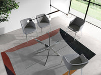 Tavolo da pranzo rettangolare vetro temperato e acciaio cromato