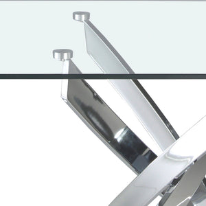 Tavolo da pranzo rettangolare vetro temperato e acciaio cromato