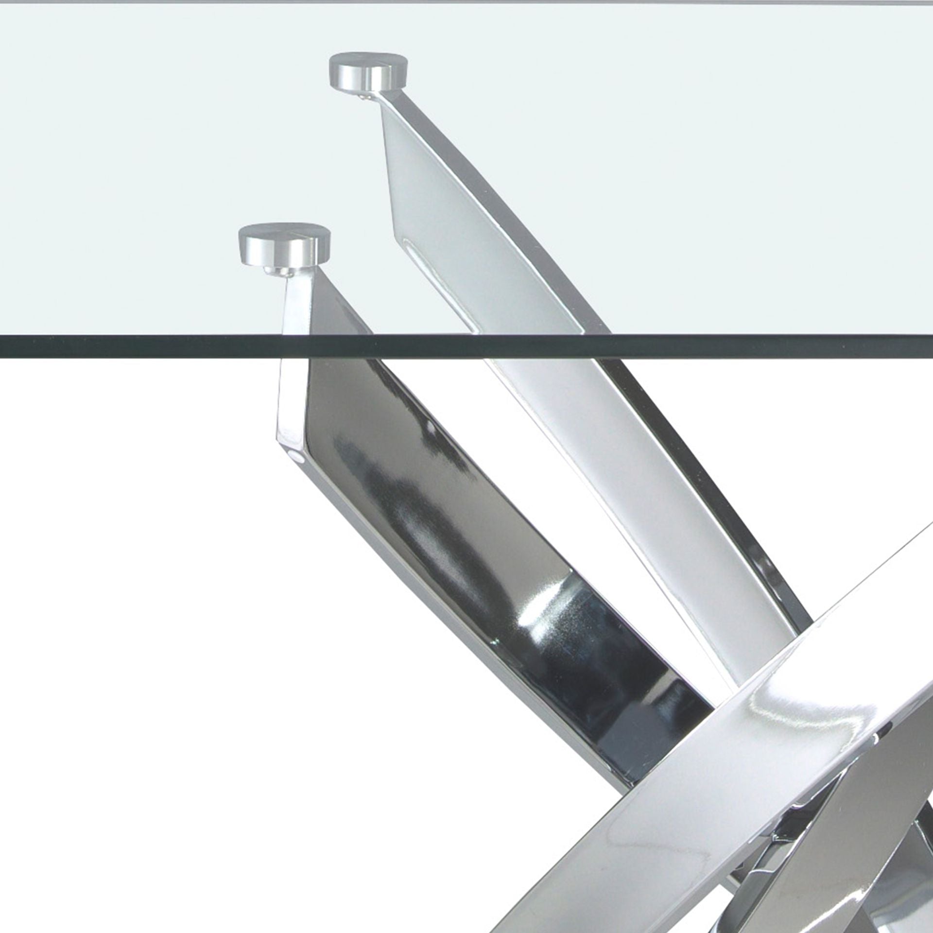 Tavolo da pranzo rettangolare vetro temperato e acciaio cromato