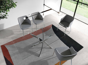 Tavolo da pranzo rettangolare vetro temperato e acciaio cromato