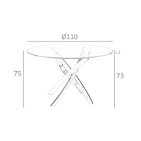 Tavolo da pranzo rotonda vetro temperato e acciaio cromato