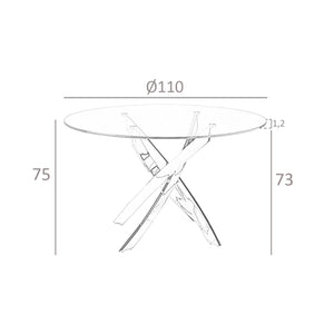 Tavolo da pranzo rotonda vetro temperato e acciaio cromato