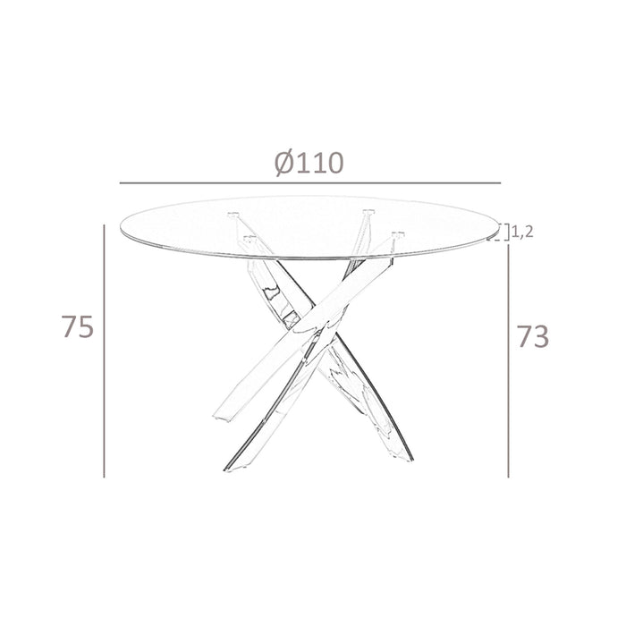 Tavolo da pranzo rotonda vetro temperato e acciaio cromato