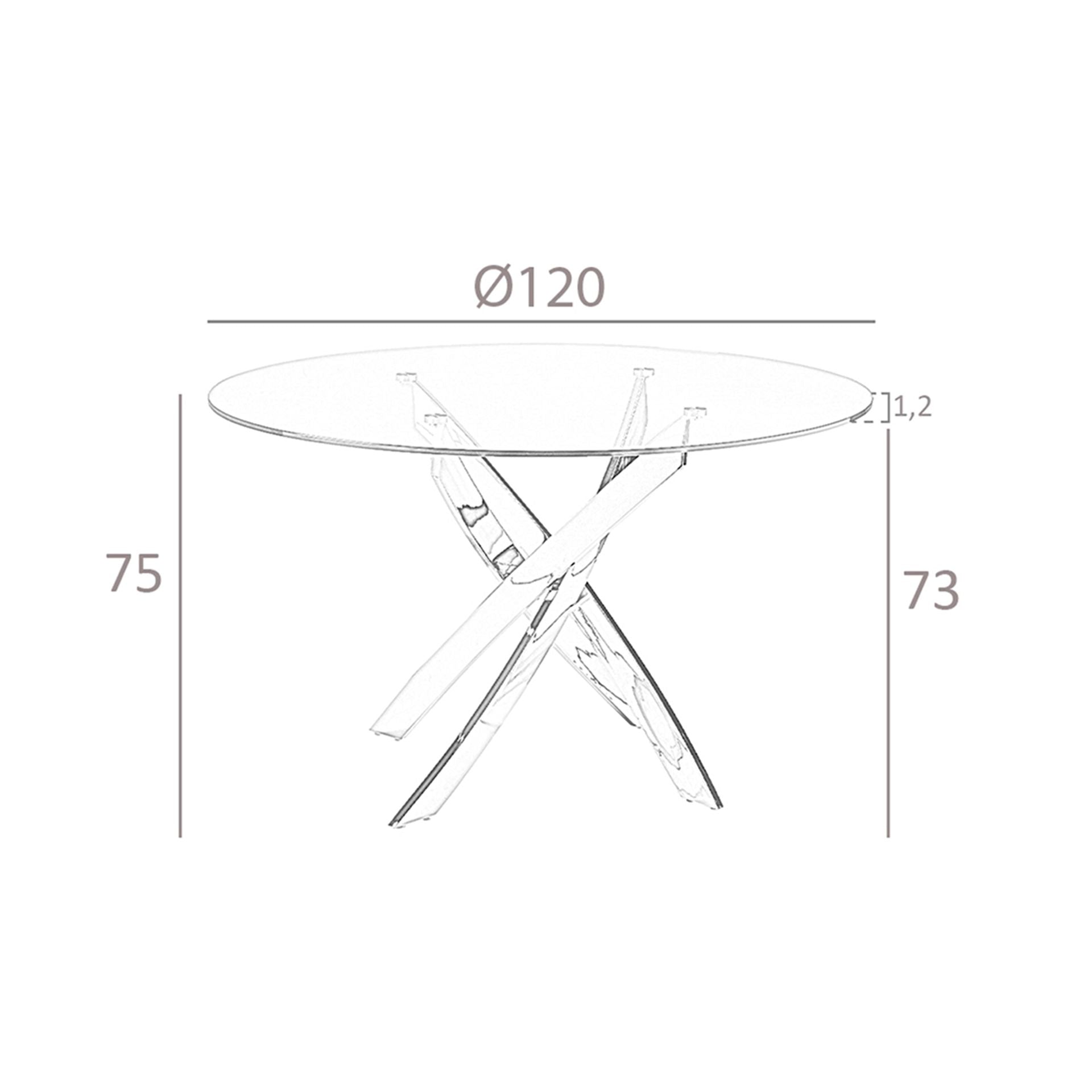 Tavolo da pranzo rotonda vetro temperato e acciaio cromato