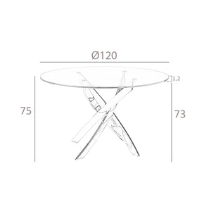 Tavolo da pranzo rotonda vetro temperato e acciaio cromato