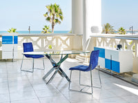 Tavolo da pranzo rotonda vetro temperato e acciaio cromato