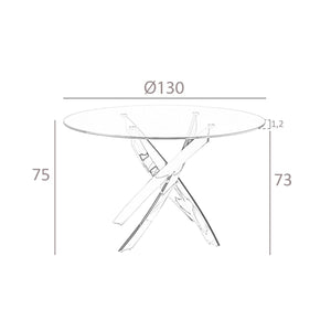 Tavolo da pranzo rotonda vetro temperato e acciaio cromato