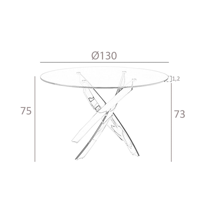 Tavolo da pranzo rotonda vetro temperato e acciaio cromato