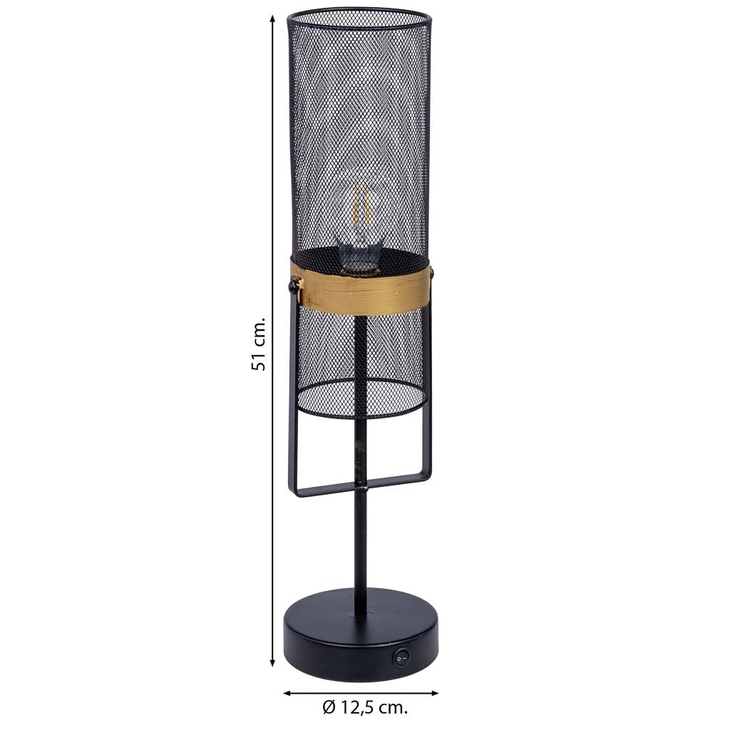 Lampada da tavolo in metallo nero con 1 faretto 12,5x12,5x51h cm