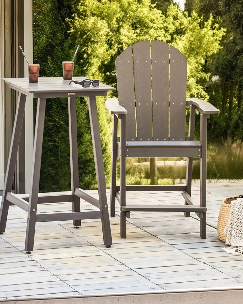 Sedia da bar da giardino in legno plastico grigio scuro resistente alle intemperie Stile moderno
