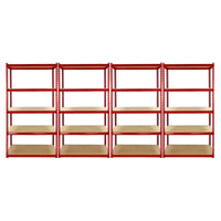 1 Scaffale ad Angolo & 4 Scaffali Z-Rax in Acciaio Senza Bulloni Rossi per Box