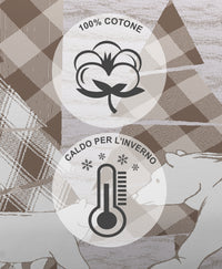 Completo Letto in Flanella Calda e Morbida Anti Pilling - Set Flanellato 3 Misure parure con Federe - Canada beige - 1 Piazza