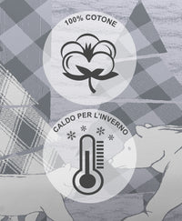 Completo Letto in Flanella Calda e Morbida Anti Pilling - Set Flanellato 3 Misure parure con Federe - Canada grigio - 1 Piazza e mezza