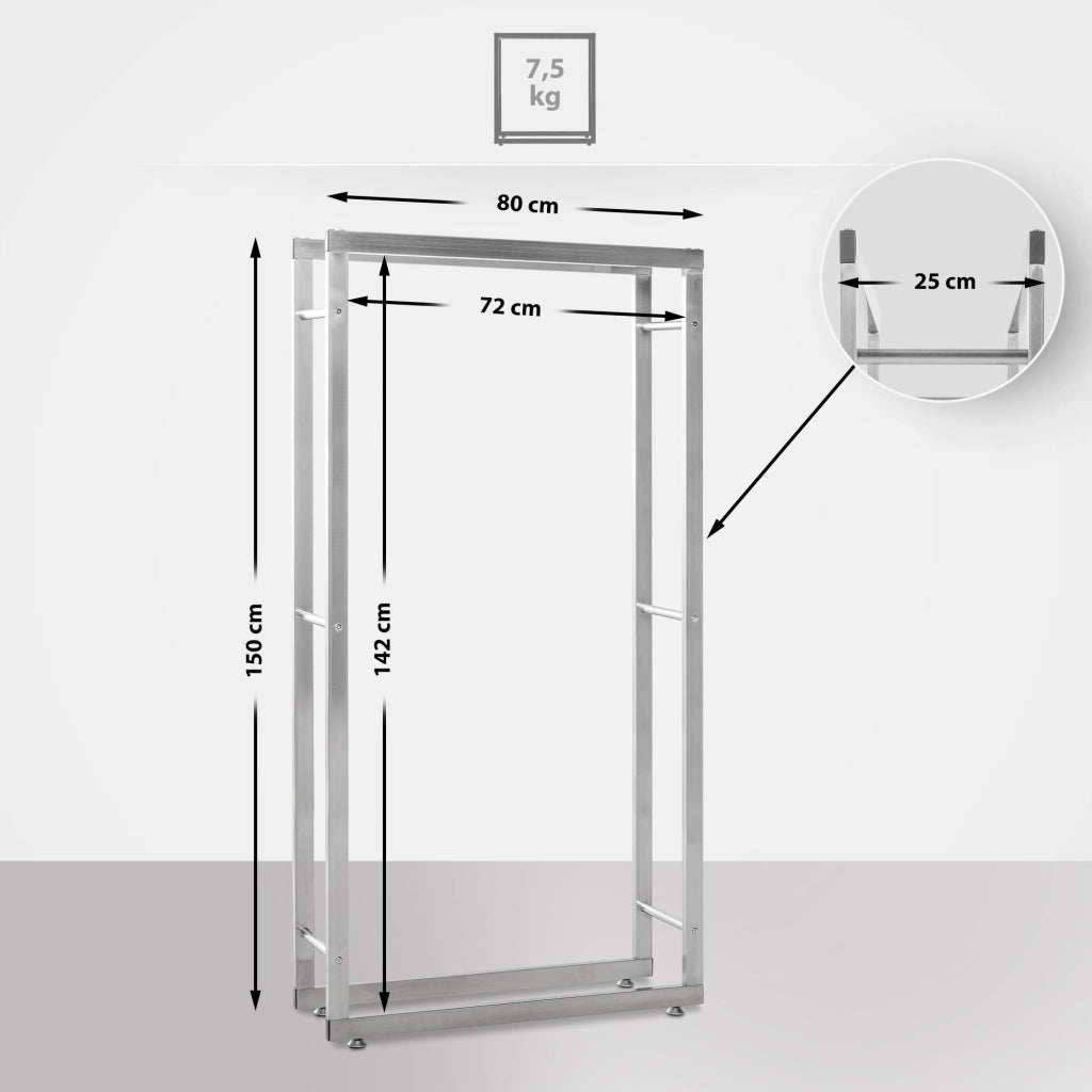 Porta legna Keri in acciaio inox acciaio ,25x80x150 cm
