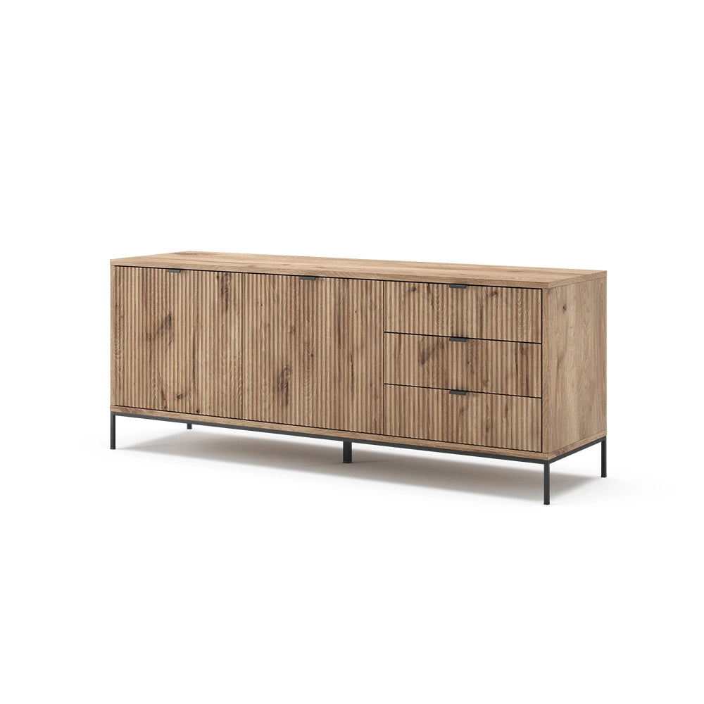 Vicco Tavolo basso Quercia vichinga 150.1 x 60 cm con 3 cassetti, 2 ante