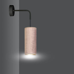 Applique 1 Luce Bente In Acciaio Nero E Paralume Rosa E Oro