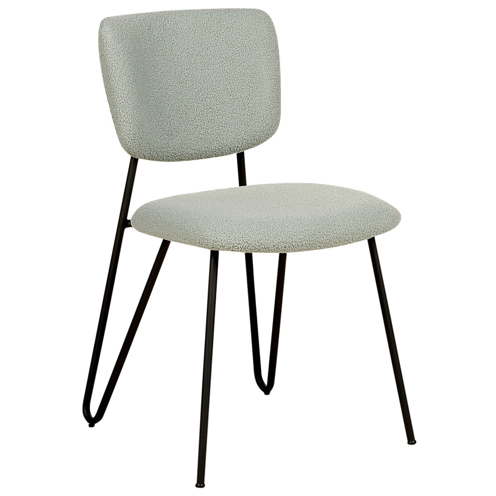 Set di 2 sedie da pranzo moderne Seduta imbottita strutturale in tessuto grigio chiaro Schienale curvo senza braccioli Design moderno e contemporaneo