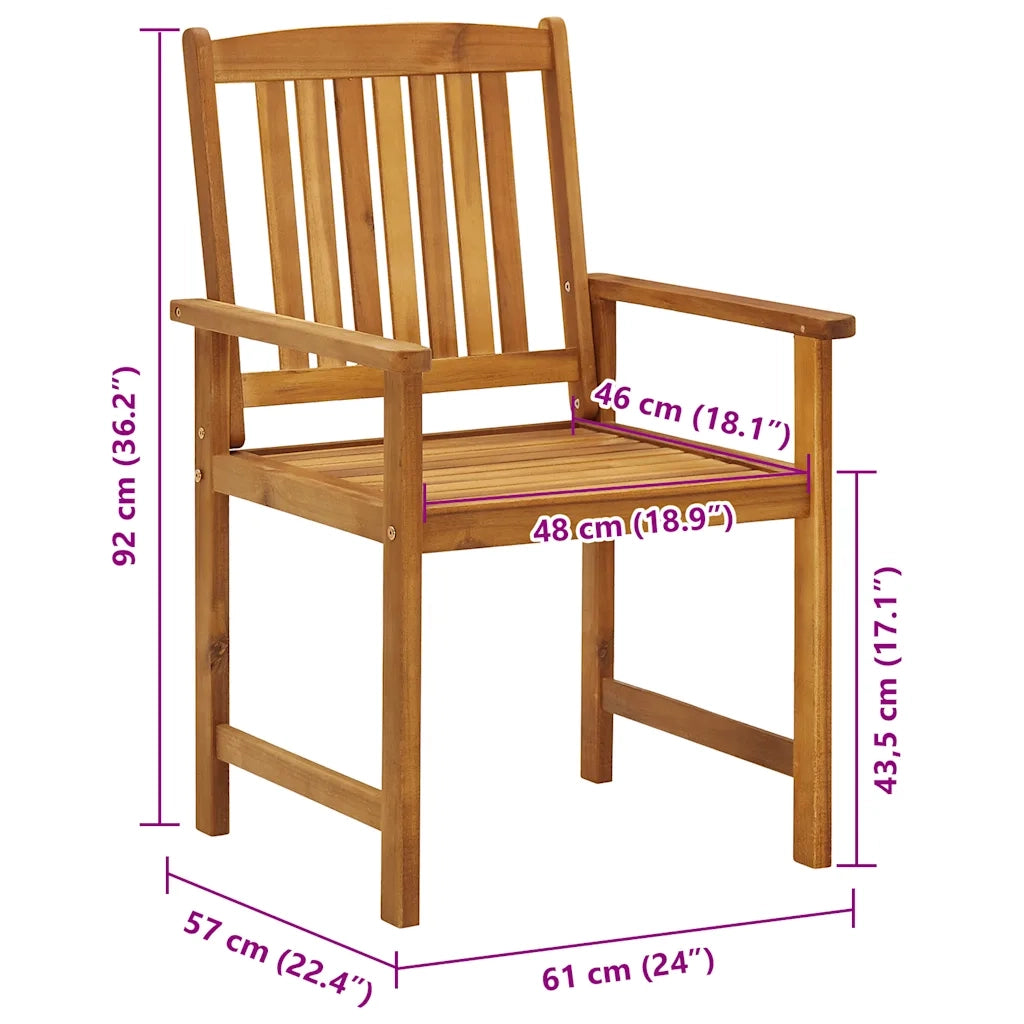 Sedie da Giardino con Cuscini 6 pz in Legno Massello di Acacia 3078151