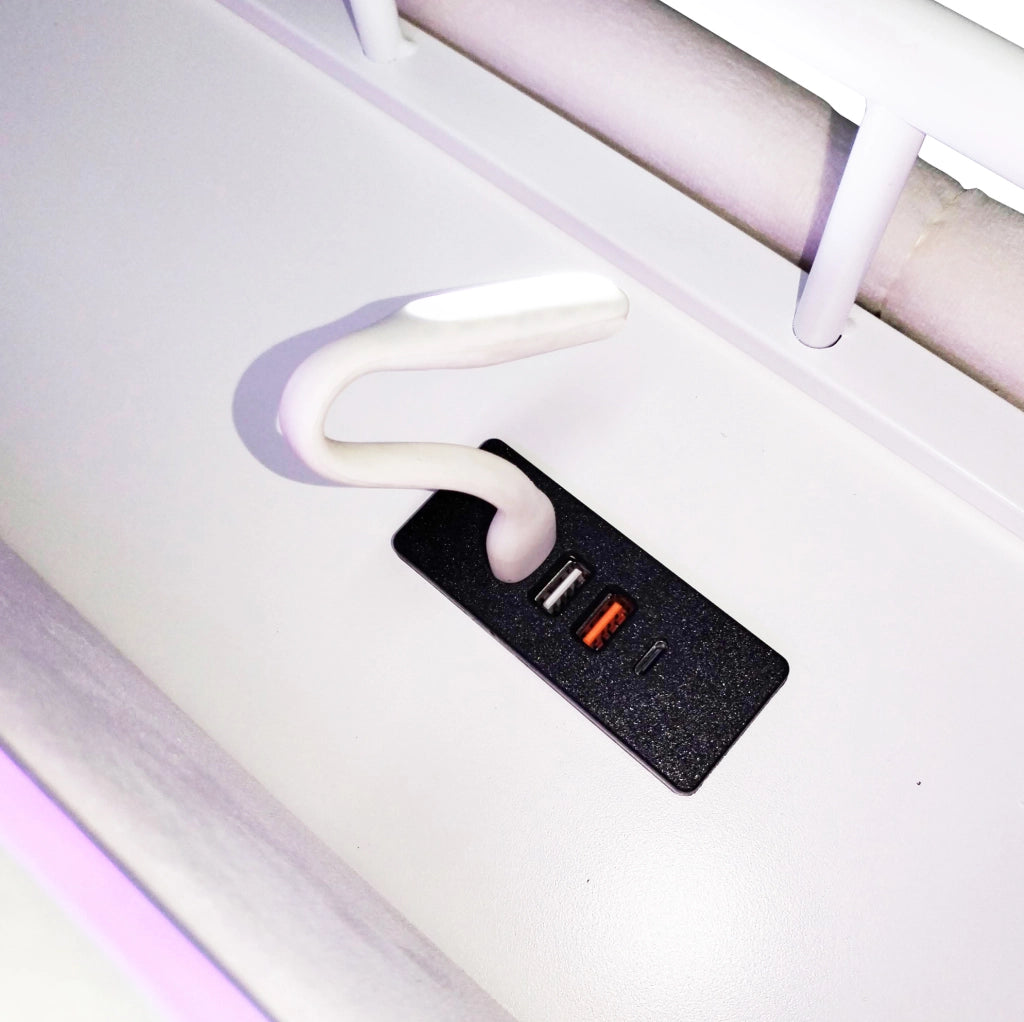Letto imbottito per bambini con LED, USB e vano contenitore idraulico