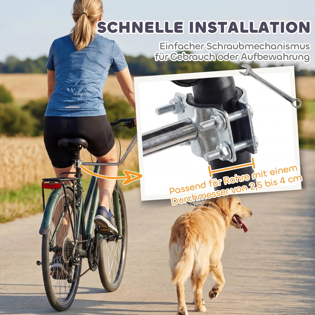 Guinzaglio Bicicletta Cane Regolabile con Ammortizzatori ¨C Zephmum ¨C Argento e Nero