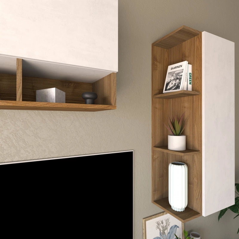 Composizione Armadio 282L x 45P x h230 – Finitura Legno Noce Stelvio e Bianco Opaco – Sarmog