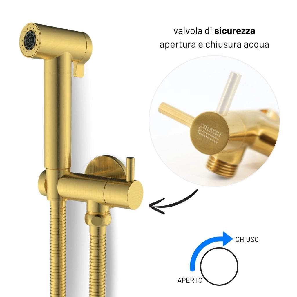 Idroscopino wc doccetta ottone portatile shutoff monogetto con leva ogomondo kit *** finitura- oro bronzato spazzolat...