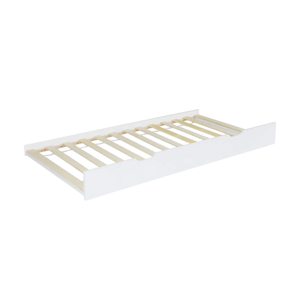 Cassetto letto per bambini roya in legno di pino naturale, bianco