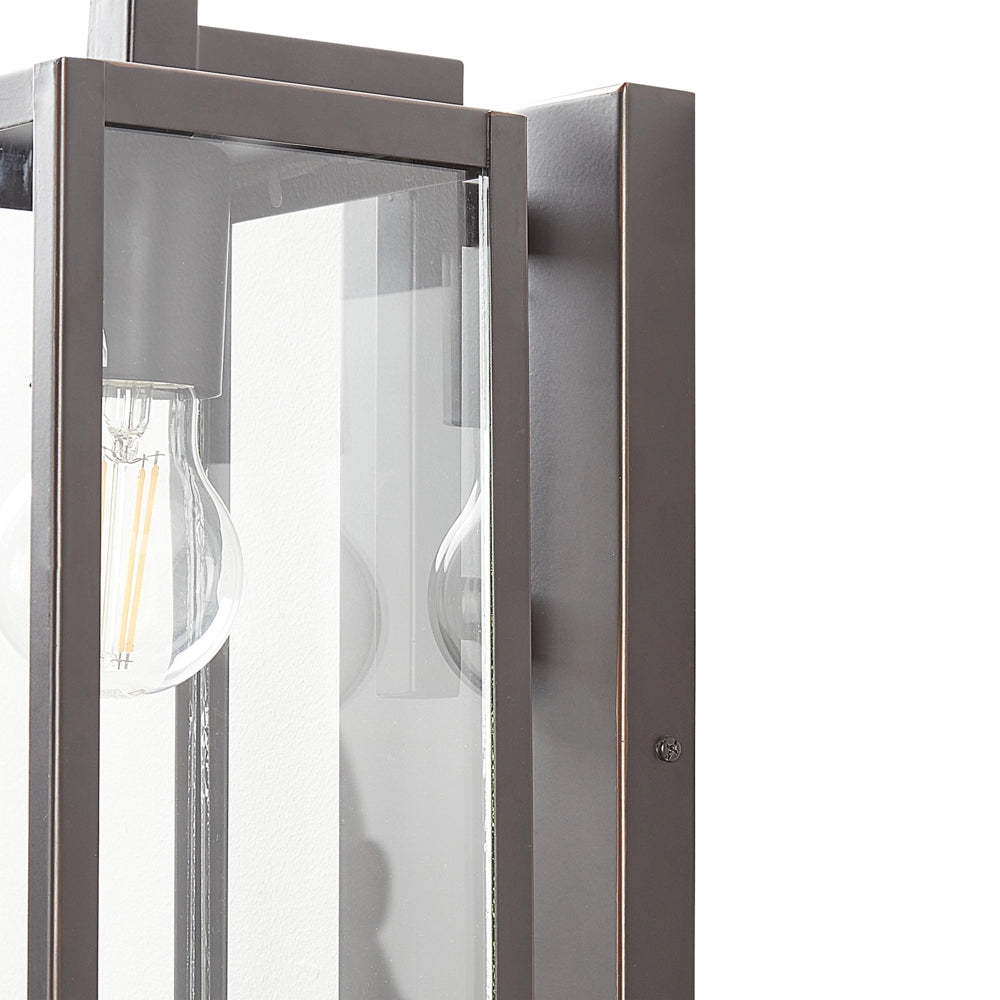 Lampada da parete esterna in metallo nero e vetro con sensore di movimento 33 cm stile moderno giardino