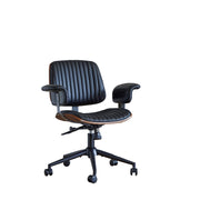 Sedia da ufficio girevole con ruote e altezza regolabile braccioli imbottiti in pelle e metallo nera 52 × 46 × 33 cm
