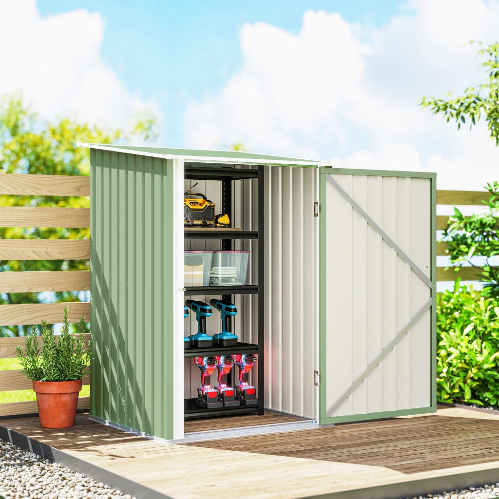 Casetta da Giardino Porta Attrezzi ¨C zephmum ¨C Verde, Acciaio Galvanizzato, 100x104x160 cm