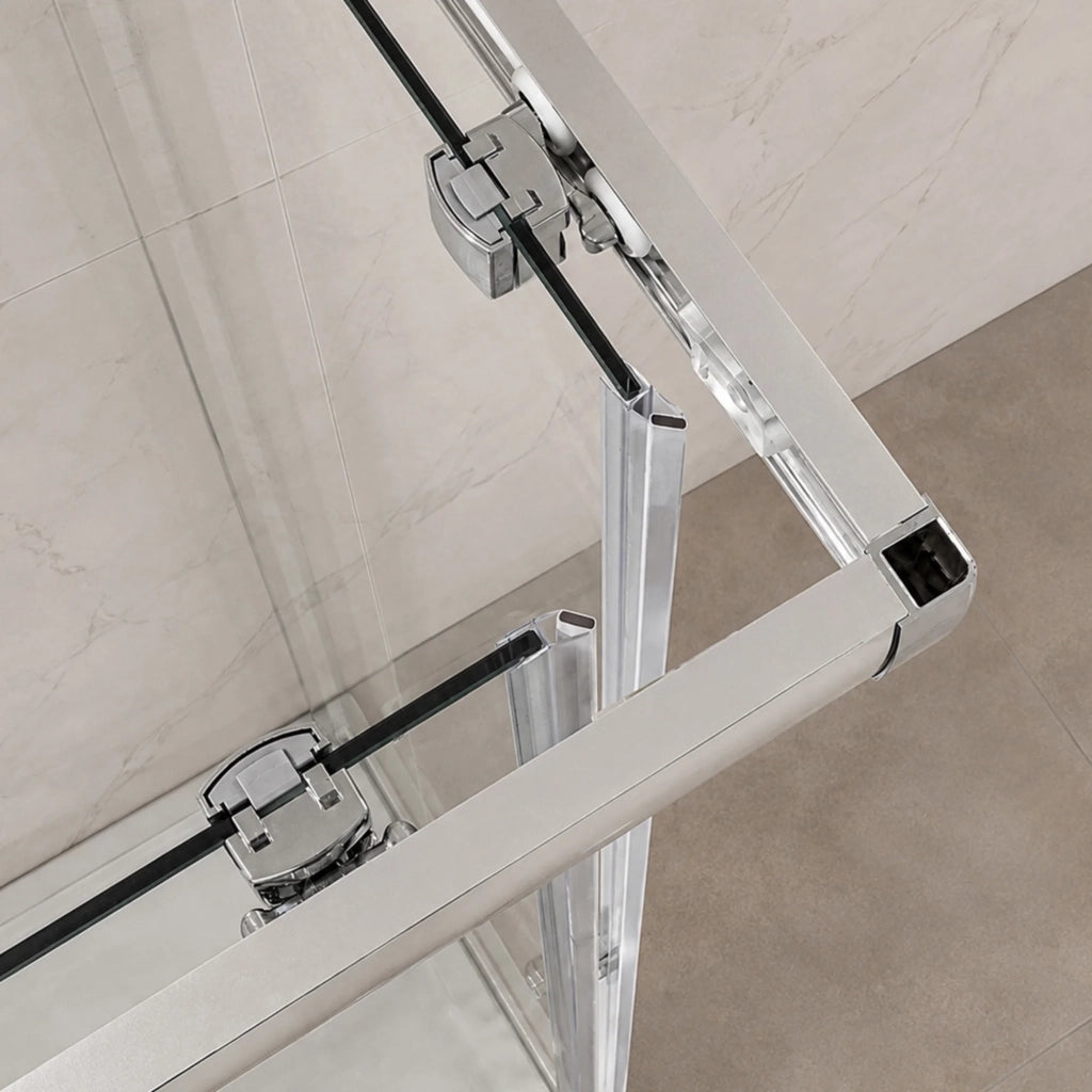 Box doccia 80x80 angolare doppio scorrevole con vetro temperato trasparente e profili cromo Geo