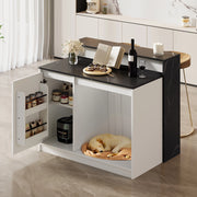 Tavolo da Cucina Multifunzione con Bartresen ¨C MINIMAL ¨C Bianco Effetto Marmo 120x80x100
